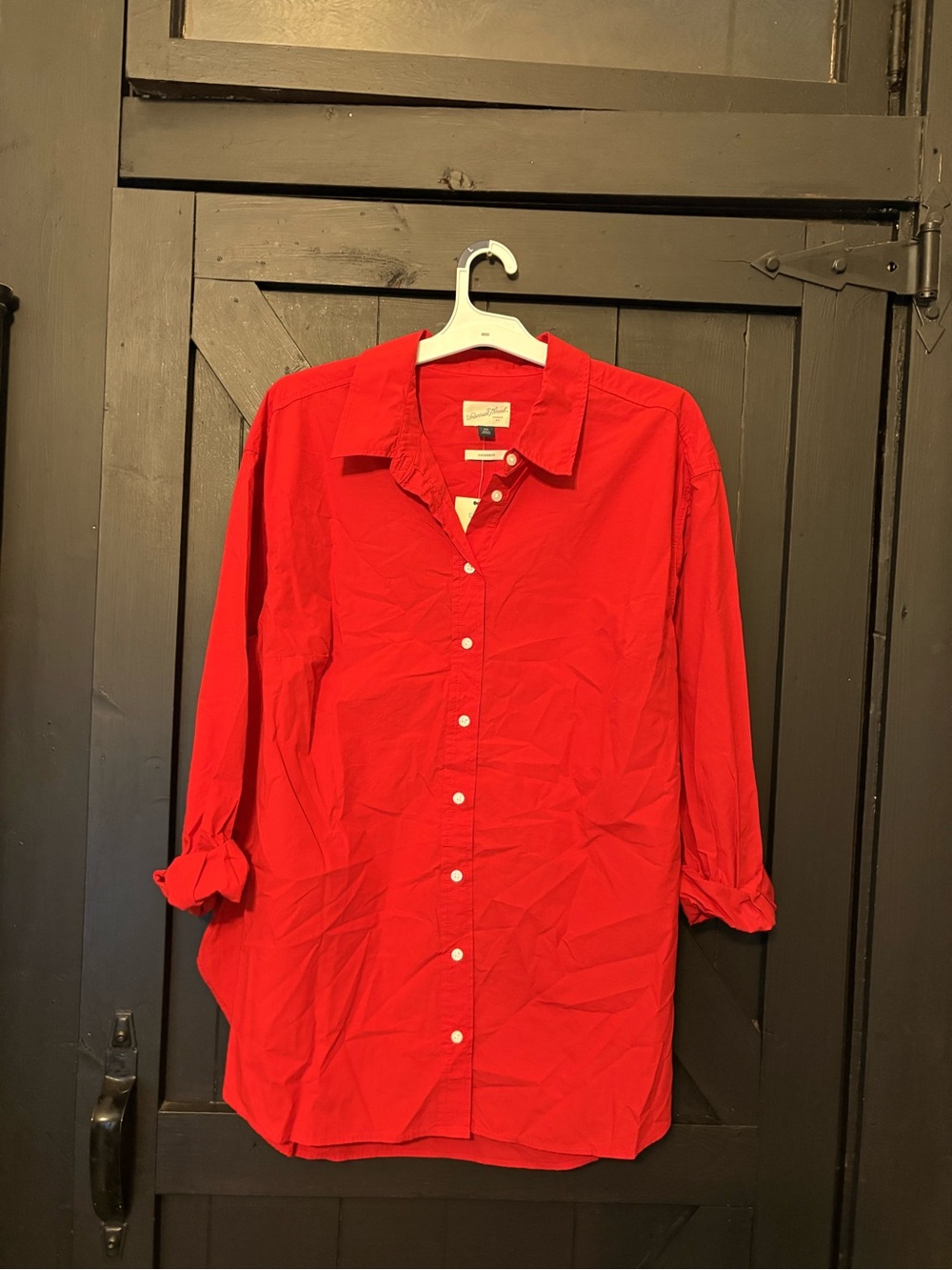 Universal Thread Bright Red Button-Front Tunic Blouse - Picture 3 of 9
